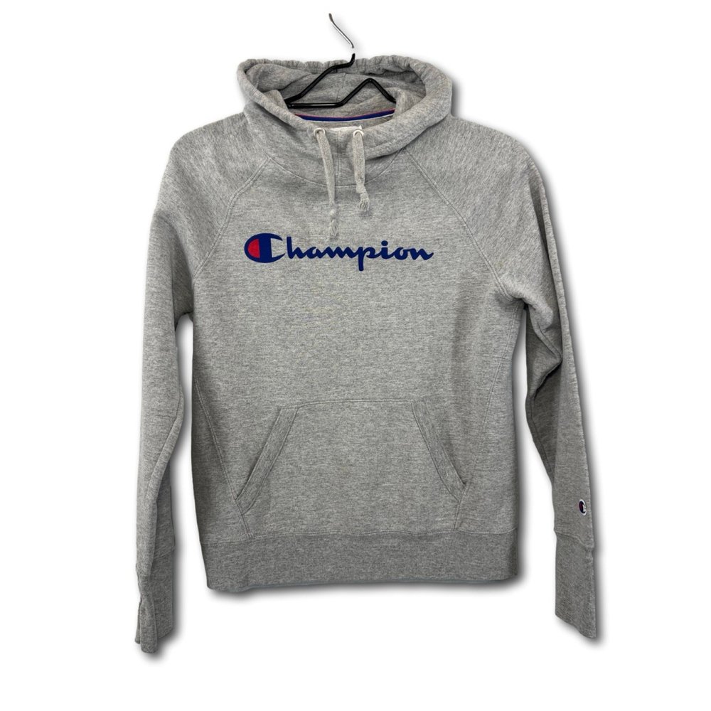 Champion Women's PowerBlend Grey Fleece Hoodie with Logo in Script Size XS